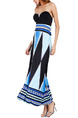 Blue White and Black Knitted Strapless Slim A-Line Furcal Plus Size Maxi Dress for Cocktail Evening