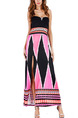 Pink White and Black Knitted Strapless Slim A-Line Furcal Plus Size Maxi Dress for Cocktail Evening