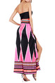 Pink White and Black Knitted Strapless Slim A-Line Furcal Plus Size Maxi Dress for Cocktail Evening