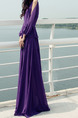 Purple Chiffon Slim Full Skirt Off-Shoulder Ruffled Plus Size Long Sleeve Dress for Semi Formal Evening