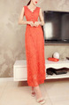 Red Lace V Neck Bead Slim Dress for Casual Party Evening