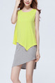 Grey and Yellow Asymmetrical Hem Seem-Two Plus Size Knitted Contrast Linking Cute Above Knee Dress for Casual Party