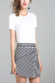 White and Black Slim Two-Piece Contrast Linking Stripe Above Knee Dress for Casual Party