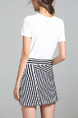 White and Black Slim Two-Piece Contrast Linking Stripe Above Knee Dress for Casual Party