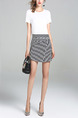 White and Black Slim Two-Piece Contrast Linking Stripe Above Knee Dress for Casual Party