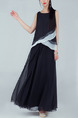 Black Two-Piece Loose Contrast Linking Full Skirt Dress for Casual Party