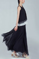 Black Two-Piece Loose Contrast Linking Full Skirt Dress for Casual Party
