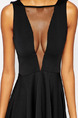Black Slim A-Line Open Back V See-Through Dress for Cocktail Prom Semi Formal Party Evening
