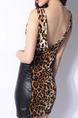 Leopard Slim Over-Hip Open Back V-Neck Leopard Linking Dress for Cocktail Semi Formal Party Evening
