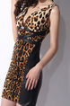 Leopard Slim Over-Hip Open Back V-Neck Leopard Linking Dress for Cocktail Semi Formal Party Evening