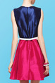 Blue and Pink Slim A-Line Contrast Linking Zipper Back Above Knee Dress for Casual Party