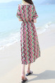 Colorful Plus Size Loose Printed Round Neck Off-Shoulder Dress for Casual Beach