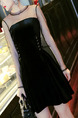 Black Slim A-Line Linking See-Through Mesh Band Zipper Back Long Sleeve Dress for Cocktail Party Evening