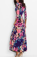 Colorful Plus Size Slim Printed Cross V Neck Band Full Skirt Dress for Casual Beach