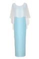 White and Blue Plus Size Loose Contrast Cloak Butterfly-Shaped Back Dress for Casual