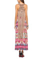 Colorful Plus Size A-Line Printed Hang V Neck Over-Hip Linking Long Tassel Dress for Casual Beach