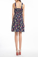 Colorful Plus Size Slim Printed A-Line Sling Open Back Dress for Casual