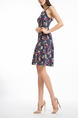Colorful Plus Size Slim Printed A-Line Sling Open Back Dress for Casual