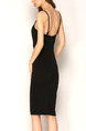 Black Slim Sling Strapless Over-Hip Open Back Knee Length Dress for Cocktail Party Evening