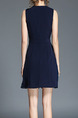 Blue Slim A-Line Linking Chiffon Square Collar Folds Above Knee Dress for Casual Party