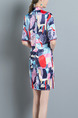 Colorful Slim Printed Chinese Button Over-Hip Cheongsam Above Knee Dress for Casual