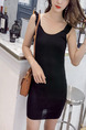 Black Slim Laced Sling Square Neck Open Back Over-Hip Bodycon Above Knee Dress for Casual Party Nightclub