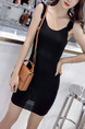 Black Slim Laced Sling Square Neck Open Back Over-Hip Bodycon Above Knee Dress for Casual Party Nightclub