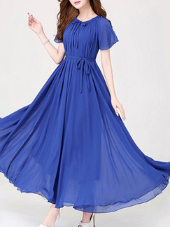 Royal Blue Loose Band Maxi Dress for Party Evening Cocktail