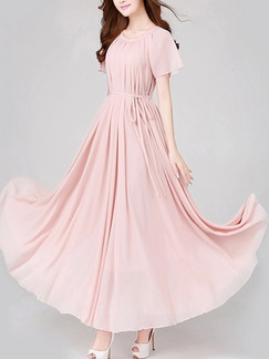 Pink Loose Band Maxi Dress for Party Evening Cocktail