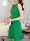 Green Slim A-Line Butterfly Knot Above Knee Fit & Flare Plus Size Dress for Casual Party