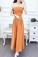 Orange Slim Off-Shoulder Maxi Fit & Flare Dress for Party Evening Cocktail