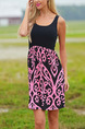 Black and Pink Slim Linking Printed Above Knee Dress for Casual Party