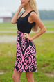 Black and Pink Slim Linking Printed Above Knee Dress for Casual Party