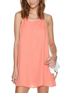 Pink Loose Hang Neck Above Knee Shift Dress for Casual Party