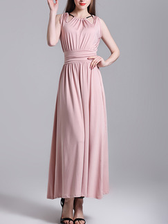 Pink Slim High Waist Maxi  Dress for Casual