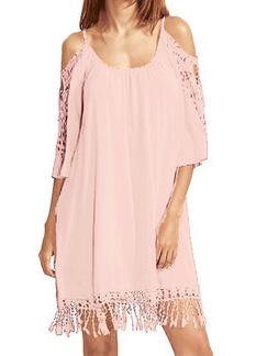 Pink Loose Off-Shoulder Cutout Above Knee Shift Dress for Casual Party