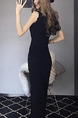 Black Slim Over-Hip Furcal Midi V Neck Bodycon Dress for Party Evening Cocktail Prom