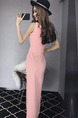 Pink Slim Over-Hip Furcal Midi V Neck Bodycon Dress for Party Evening Cocktail Prom