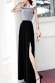 Gray and Black Slim Contrast Off-Shoulder Maxi  Dress for Party Evening Cocktail Prom Bridesmaid
