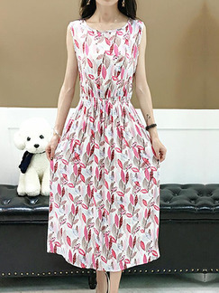 Colorful Slim Printed High Waist Midi Dress for Casual Party