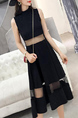 Black Slim Linking Mesh High Waist Midi Dress for Casual Party