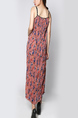 Pink and Colorful Plus Size Sling Printed Pleated Midi Dress for Casual Beach