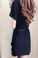 Black Cutout Neck Plus Size Loose Slim Asymmetrical Hem Chiffon Two-Piece Above Knee Dress for Casual Party Office