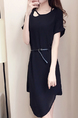 Black Cutout Neck Plus Size Loose Slim Asymmetrical Hem Chiffon Two-Piece Above Knee Dress for Casual Party Office