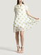 White and Yellow Loose Chiffon Wave point Printed Butterfly Knot Above Knee Two-Piece Dress for Casual Party
