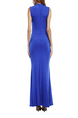 Blue Round Neck Slim  Maxi Linking Rhinestone Fishtail Dress for Party Evening Cocktail Prom Bridesmaid Ball