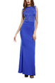 Blue Round Neck Slim  Maxi Linking Rhinestone Fishtail Dress for Party Evening Cocktail Prom Bridesmaid Ball