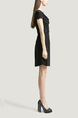 Black Cowl Neck Slim Lace Linking Bead Pleat Above Knee Fit & Flare Dress for Casual Party Evening