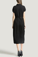 Black Plus Size Lapel Shirt Loose Slim Cardigan Single-breasted Midi Dress for Casual Office