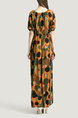 Colorful Round Neck Loose Full Skirt Adjustable Waist Printed Maxi Dress for Casual Party Evening